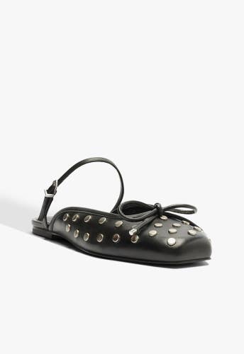 Schutz Arissa S2221300040002 Flats Women's 7 Black Leather Studded Mule HAWK3031