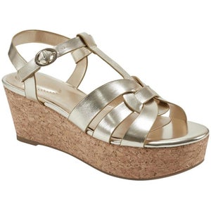 Bandolino Kayden 3 Sandals Women's US 8.5 Platino Platform Wedge Heel HAWK3151