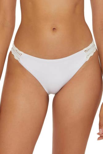 Becca by Rebecca Virtue Colette Bikini Bottom Women L White American Fit DDR2797