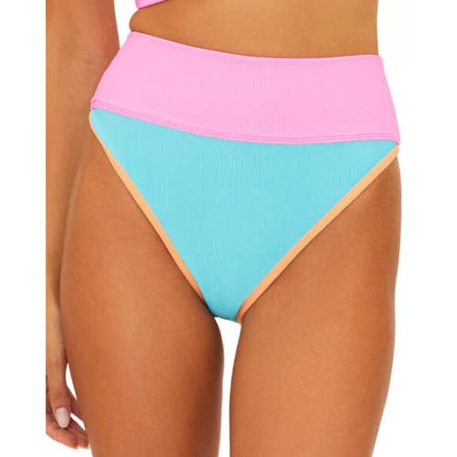 Beach Riot Emmy Bikini Bottoms Women's Small Crush Blue Ribbed Swimwear DDR2720