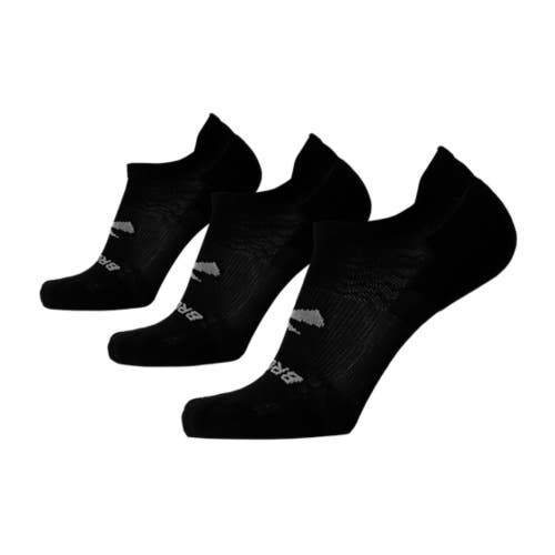 Brooks Run-In No Show Running Socks Unisex Large Black Stretch 3-Pack DDR2475
