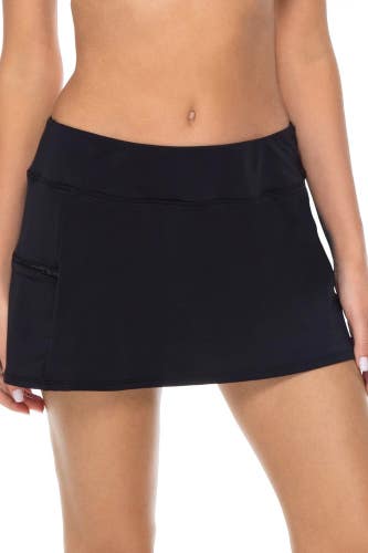 Sunsets Sporty Swim Skirt Women's Small Black Built-In Shorts Swimwear DDR2343