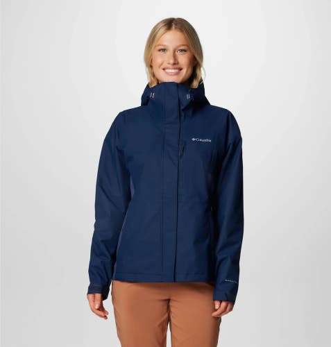 Columbia Hikebound II Rain Jacket Women's Medium Navy Waterproof Hooded DDR2653