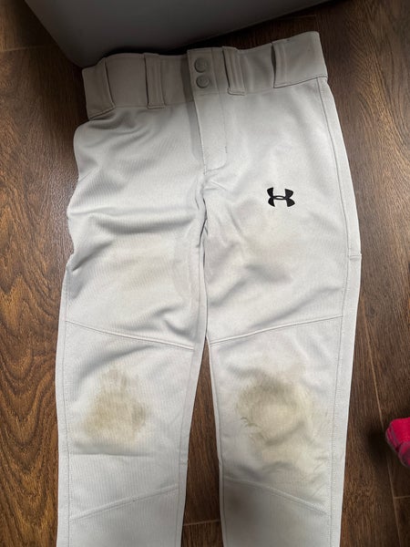 Gray Men's Small Youth Under Armour Game Pants (Used)