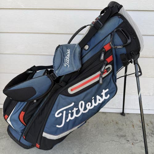 Titleist Players Golf Stand Carry Bag Dual Straps Blue Red Black 4 Way Dividers