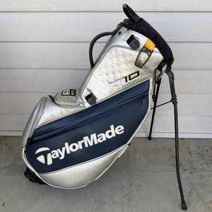Taylormade Qi10 Staff Stand Hybrid Cart Bag 4 Way Dividers Silver Blue