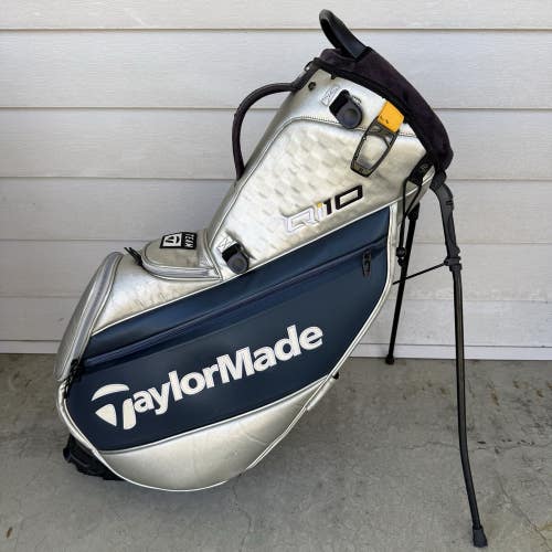 Taylormade Qi10 Staff Stand Hybrid Cart Bag 4 Way Dividers Silver Blue