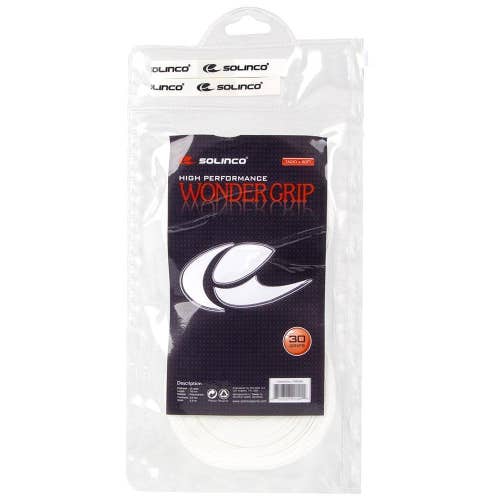 Solinco Wonder Tacky Tennis Over Grip White 30 Pack