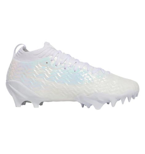 New men's 7 Under Armour Spotlight pro MC white iridescent 3028200-100 football/lacrosse cleats