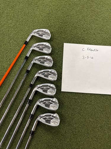 Men's 2019 Callaway Apex 19 Left Hand Iron Set Stiff Flex (8 Clubs) #4 - #9, PW, GW Graphite/Steel S