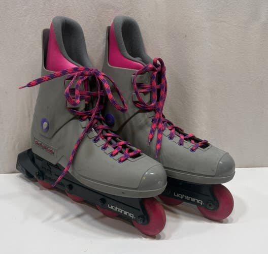 Vintage Rollerblade Lightning Inline Skates Gray/Pink US Men's Size 9.5 GREAT