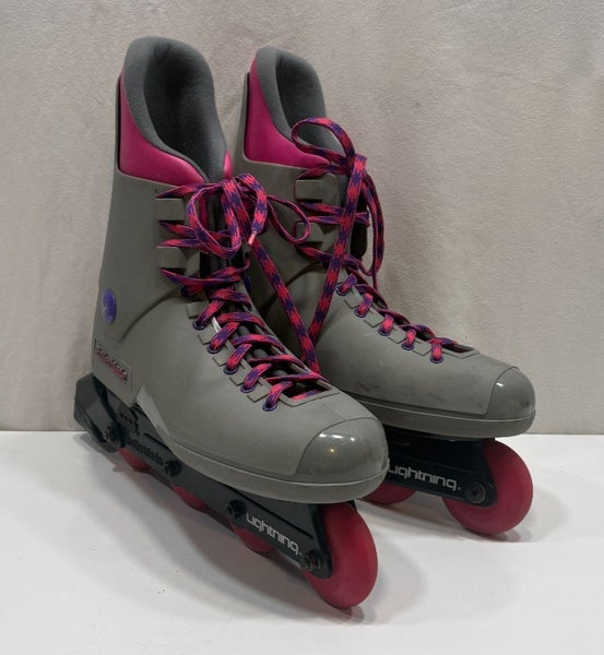 Vintage Rollerblade Lightning Inline Skates Gray/Pink US Men's Size 9 GREAT