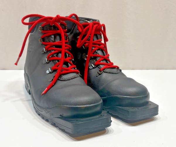 Alico Italy Padded Black Leather 3-Pin/75mm Telemark/XC Ski Boots US Men's 10.5
