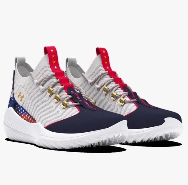 new men's size 7.5 Under Armour Bryce Harper 9 USA Turf Shoes 3027440-101