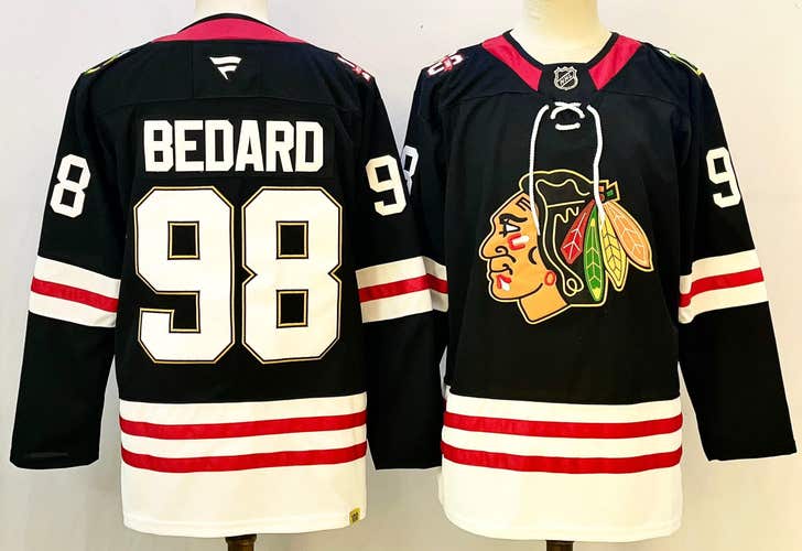 Connor Bedard Chicago Blackhawks Alternate Black Jersey Size 46