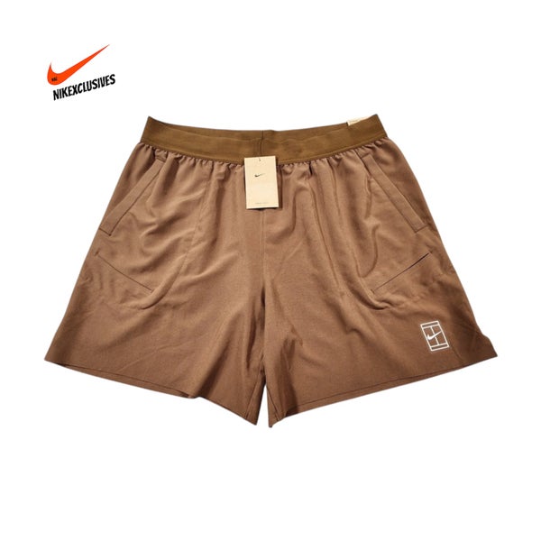 Brown Large Men's Nike Shorts (New) Nike Men's NikeCourt Advantage Dri-FIT 6" Tennis Shorts FZ6913