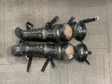Used Rawlings SHINGUARDS Catchers Leg Guards Black Youth 11614-S000231565