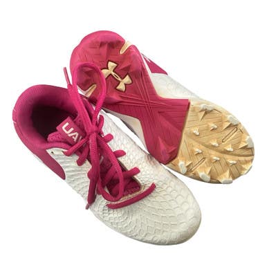 Used Under Armour SOFTBALL CLEATS BB/SB Cleats Pink And White Youth 13.0 11760-S000088469