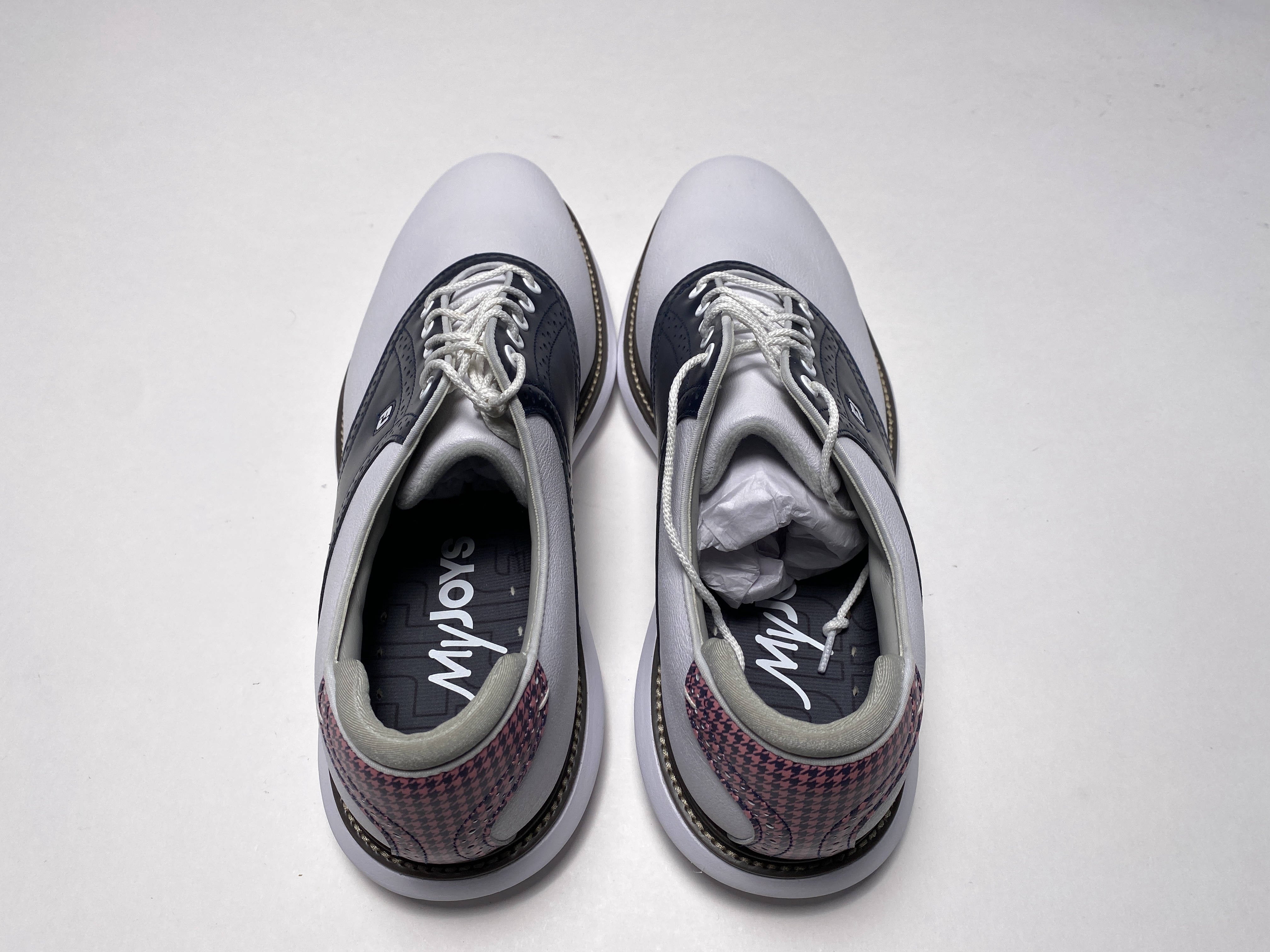 FootJoy MyJoys Traditions Spike Golf Shoes White Navy Men display picture 2