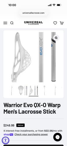2 Adult Warrior Evo QX-O Sticks (New) Mid-Low Pocket Whip Level 3