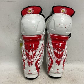 Used CCM LTP LITTLE BLACKHAWKS Junior Shin Guards White And Red 10" 11855-S000199779
