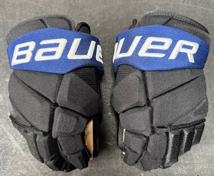 Like-New Pro Stock Bauer Vapor Hyperlite Gloves 13" Black/Blue Colour-Maple Leafs Flipside Alternate