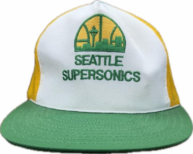 Vintage SEATTLE SUPERSONICS Trucker Cap Hat Snapback Mesh Sports Unlimited
