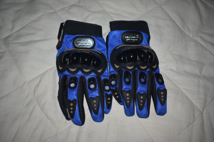 Pro Biker Protective Race Gloves, Blue/Black, Adult XL - New Condition!