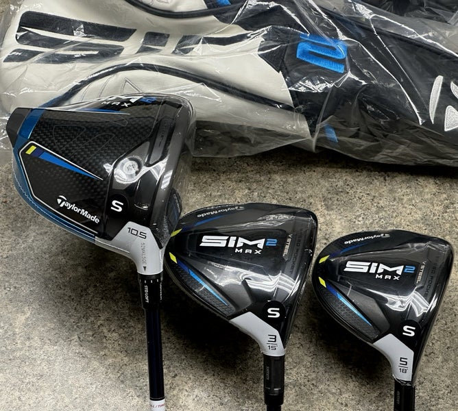 TaylorMade SIM2 MAX Right Hand Set Driver, 3-Wood, 5-Wood Ventus Stiff Flex NEW