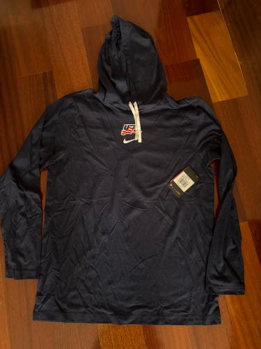 New Nike USA Hockey Team Issued T-Shirt Blue World Juniors Olympics size M Hoodie