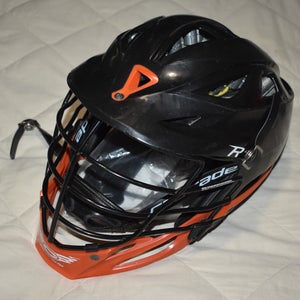 Cascade R Lacrosse Players Helmet w/Adjustable SPR Fit, Black/Orange - Top Condition!