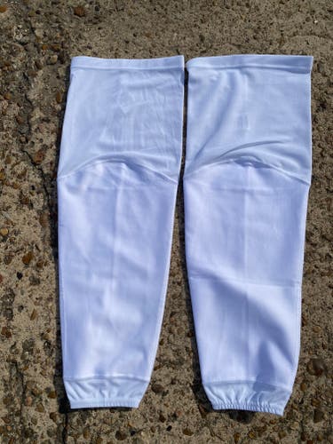 White Senior CCM Socks Pro Stock with Kevlar Cut Resistant Panel (New) 3509