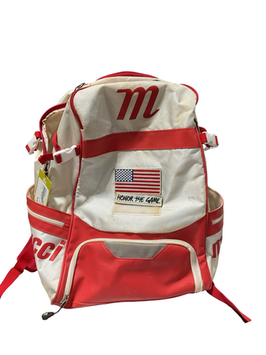 Used Marucci RED/WHT BB/SB Player Backpack White 11834-S000047093