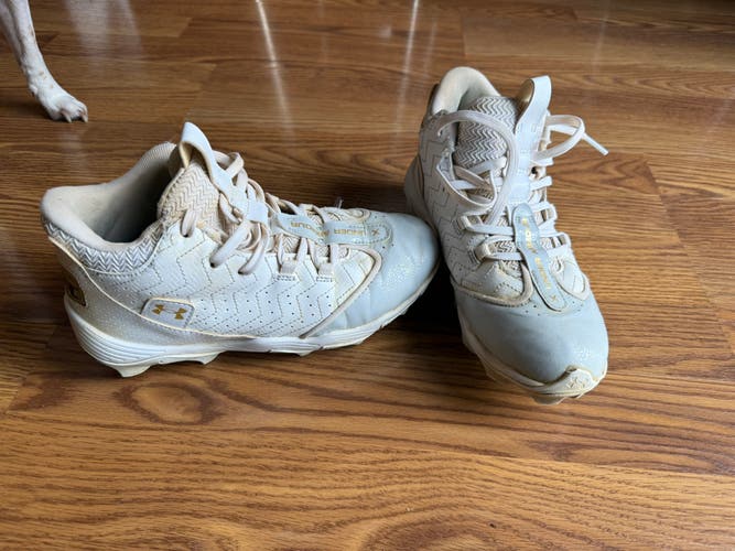 White Kids 4Y (Big Kids / Youth) Youth Under Armour Molded Cleats Cleats (Used)