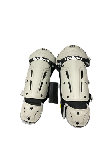 Used Wilson SHIN GUARDS Catchers Leg Guards Silver Youth 11834-S000046990
