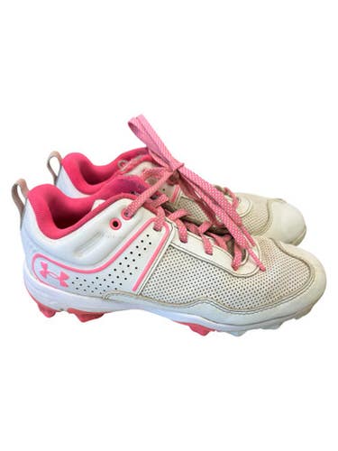 Used Under Armour 3024331-101 WHT/PINK CLEATS BB/SB Cleats White And Pink Junior 04 11862-S000093015