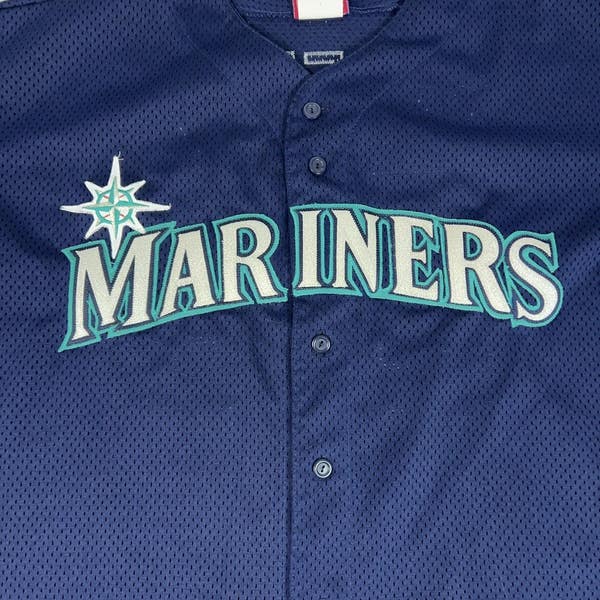 Maillot bleu homme Majestic S Seattle Marines vintage mlb cousu
