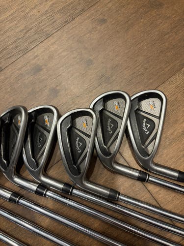 Men's 2014 Callaway X2 Hot Left Hand Iron Set Regular Flex (8 Clubs) #4 - #9, PW, GW Steel Shaft (Us