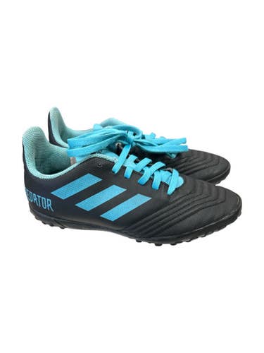 Used Adidas G25826 Soccer Indoor Shoes Black And Carolina Blue Junior 03 11862-S000092953