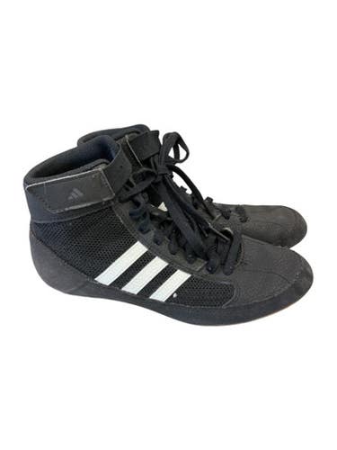 Used Adidas AQ3327 BLK/WHT SHOES Wrestling Shoes Black Junior 04.5 11862-S000093000