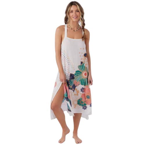 O'Neill Miranda Jadia Cover Up Women's XS White Floral Print Side Slit DDR2812