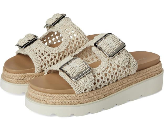 Madden Girl Mythical-C Sandals Women's 6 Light Natural 2-Strap Platform VER1460