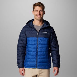 Columbia Powder Lite II Puffer Jacket Men's Large Blue Omni-Heat Hooded KFC388