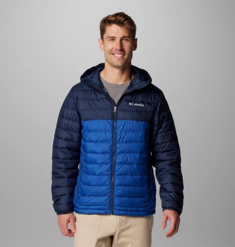 Columbia Powder Lite II Puffer Jacket Men's Large Blue Omni-Heat Hooded KFC388