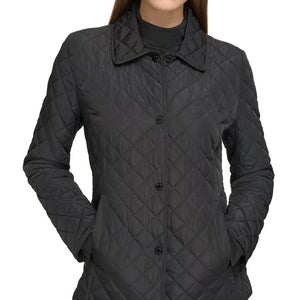 Calvin Klein CW322574 Coat Women's Medium Black Long Sleeve Quilted DDR3170