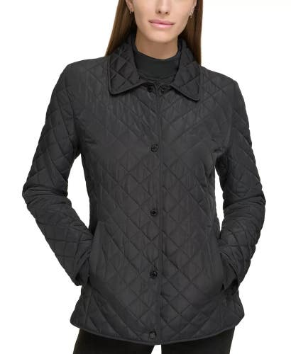 Calvin Klein CW322574 Coat Women's Medium Black Long Sleeve Quilted DDR3170
