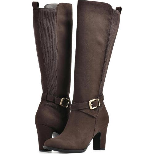 White Mountain Teals Boots Women's US 9.5 Dark Brown Side Zip Knee-High RHS7779