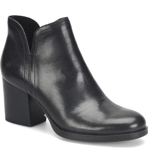 Born Olivia BR0051503 Boots Women's 8.5 Black Leather Block Heel Bootie HAWK3167