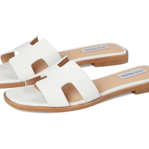 Steve Madden Hadyn HADY01S1-107 Sandals Women's 8.5 White Leather Slides VER1461