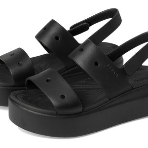 Crocs Brooklyn 4U 210676-001 Sandals Womens 10 Black Low Wedge Slingback VER1465